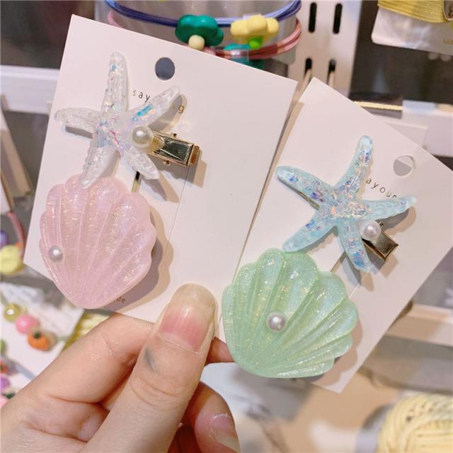 カラー シェルスター アクリル ヘアクリップ セット