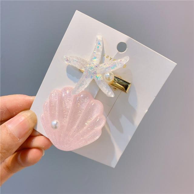 カラー シェルスター アクリル ヘアクリップ セット