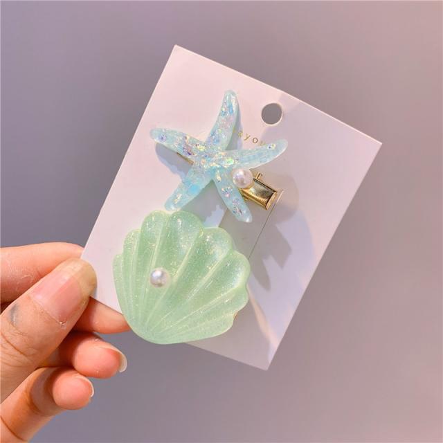 カラー シェルスター アクリル ヘアクリップ セット