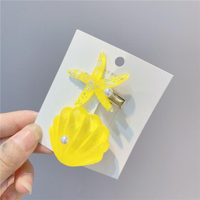 カラー シェルスター アクリル ヘアクリップ セット