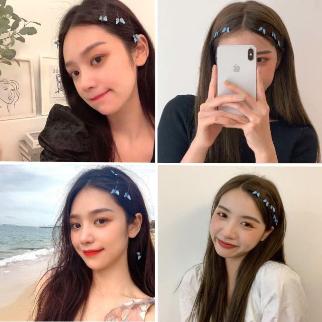 ブルー チョウチョ ヘアピン