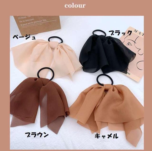 二重 シフォン ヘアゴム