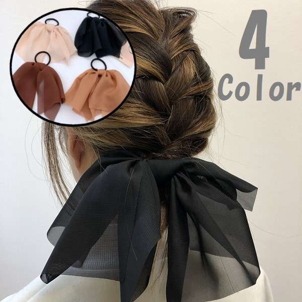 二重 シフォン ヘアゴム