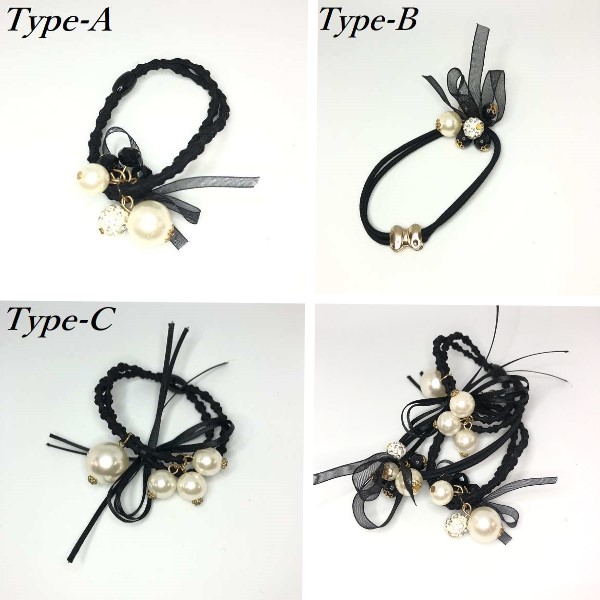 パール ビーズ ヘアゴム 