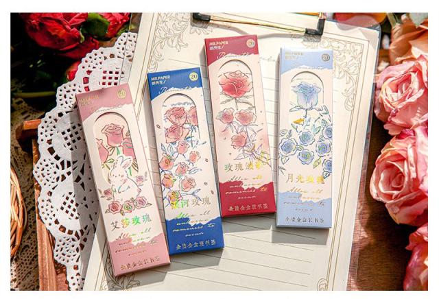 薔薇の箔押しブックマーク