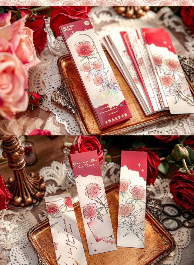 薔薇の箔押しブックマーク