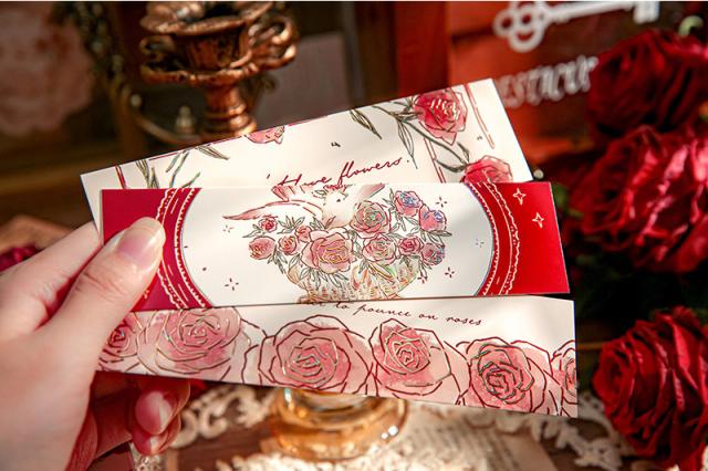 薔薇の箔押しブックマーク