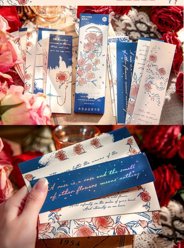 薔薇の箔押しブックマーク