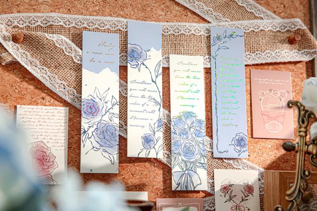 薔薇の箔押しブックマーク