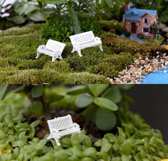 ミニチュア雑貨 白いベンチ　