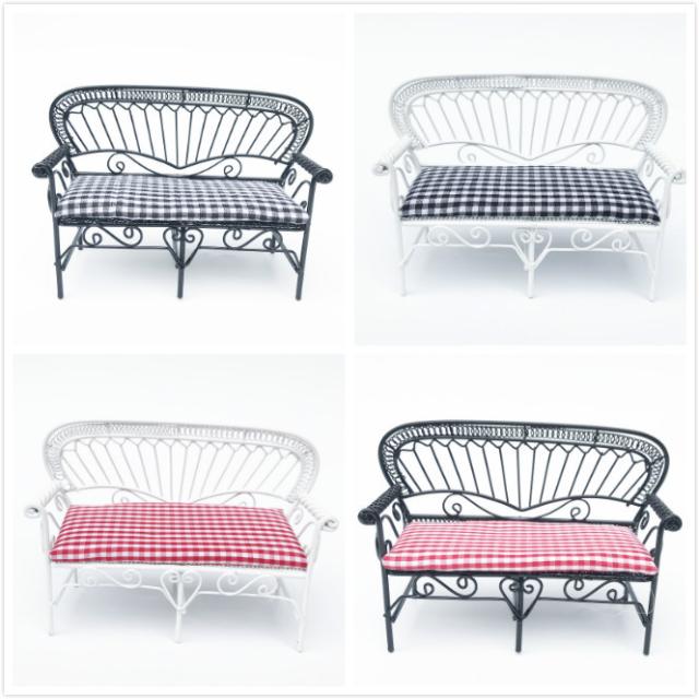 ミニチュア雑貨 金属製 ベンチ ガーデンチェア