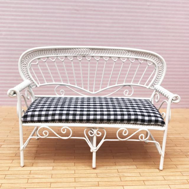 ミニチュア雑貨 金属製 ベンチ ガーデンチェア