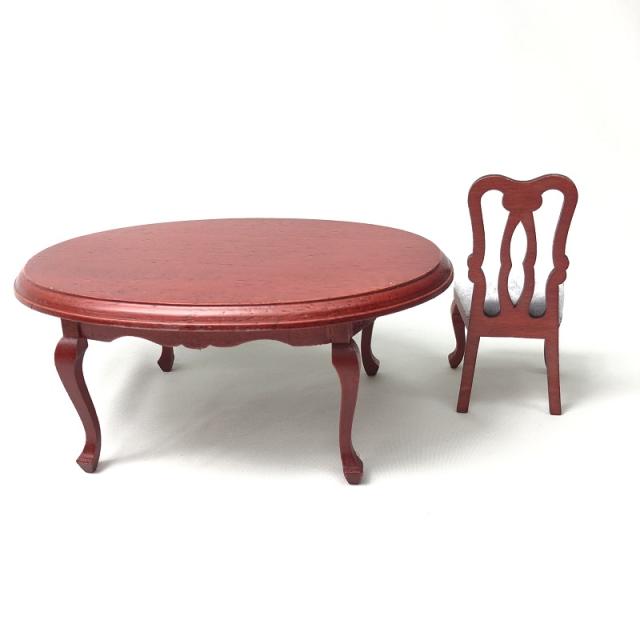 ミニチュア雑貨 木製 丸テーブルセット