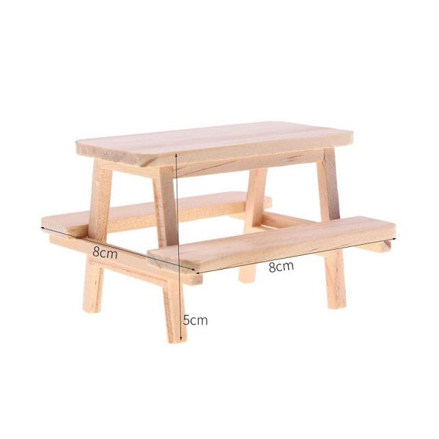 ミニチュア雑貨  木製ベンチテーブルセット