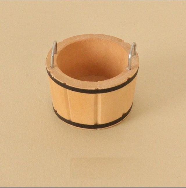 ミニチュア雑貨 木の桶 芝帚 セット