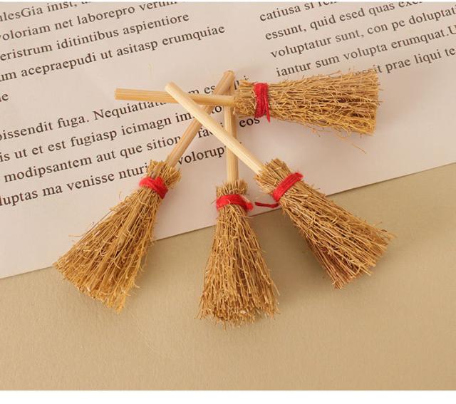 ミニチュア雑貨 木の桶 芝帚 セット