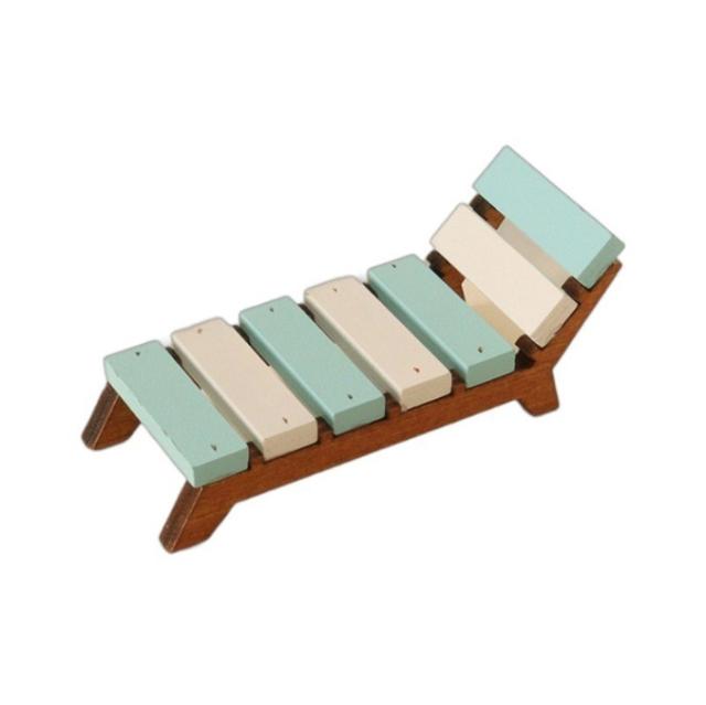 ミニチュア雑貨 木製ビーチチェア リクライニングチェア