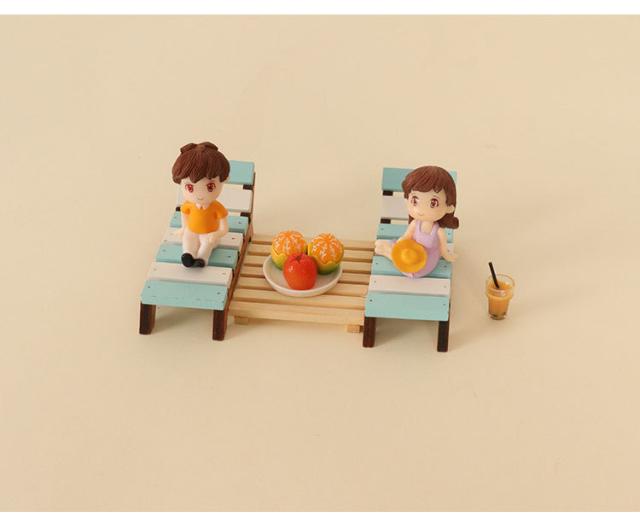 ミニチュア雑貨 木製ビーチチェア リクライニングチェア