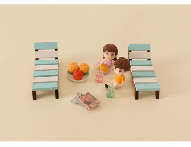 ミニチュア雑貨 木製ビーチチェア リクライニングチェア