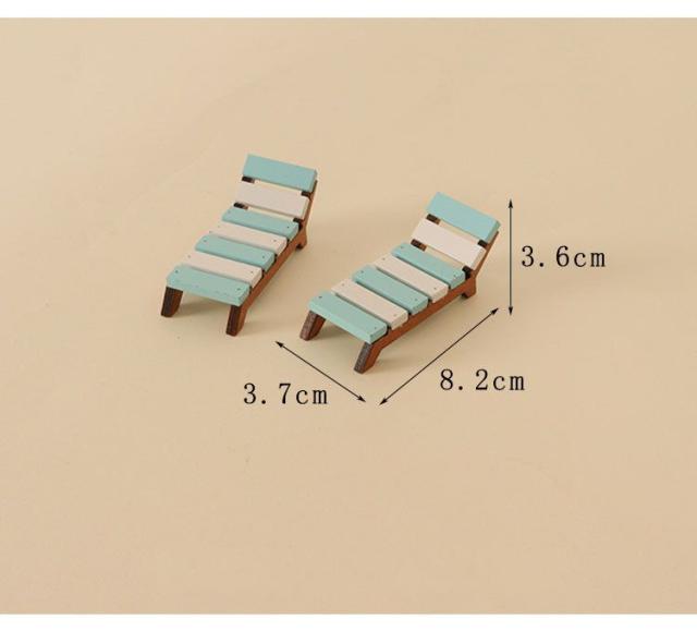 ミニチュア雑貨 木製ビーチチェア リクライニングチェア