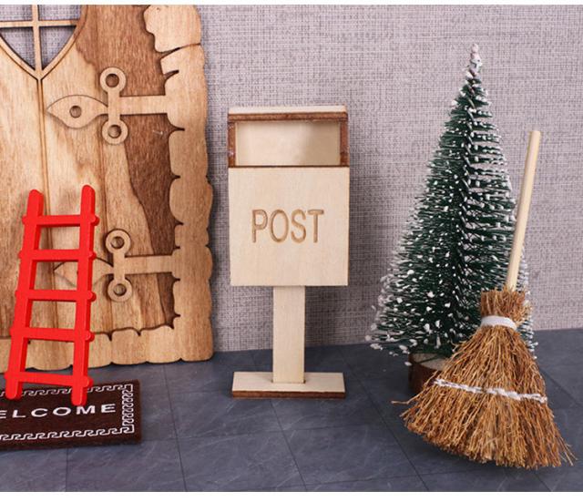 ミニチュア雑貨 木製ポスト 白木