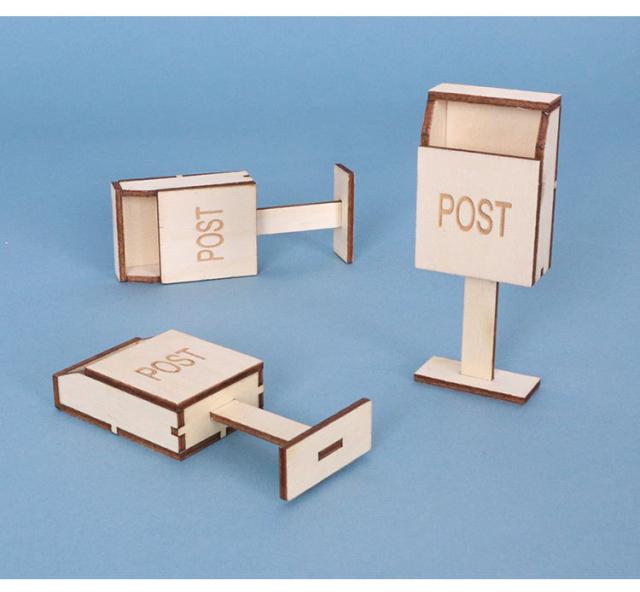 ミニチュア雑貨 木製ポスト 白木