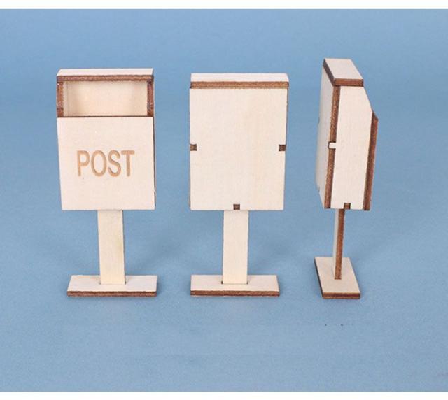 ミニチュア雑貨 木製ポスト 白木