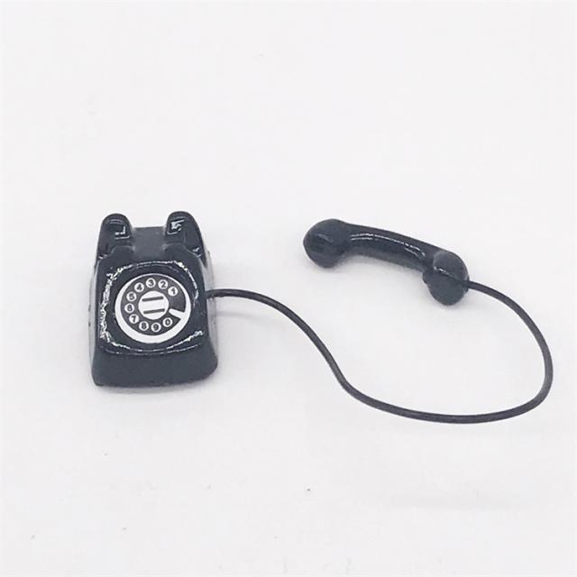 ミニチュア雑貨 黒 電話