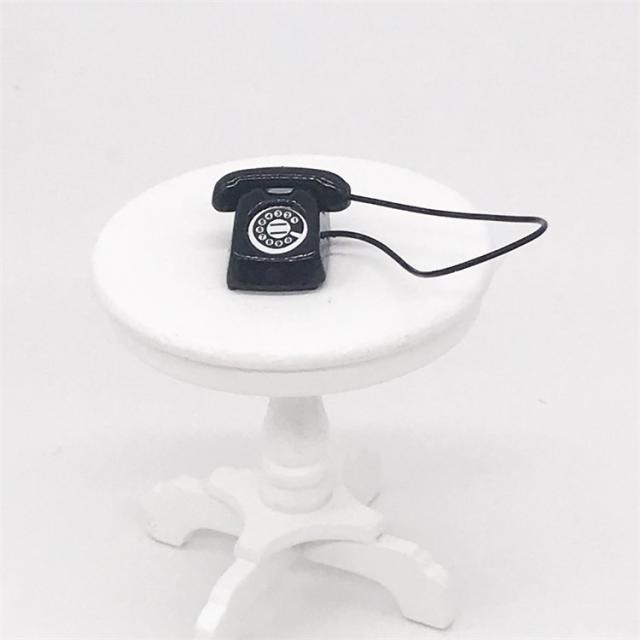ミニチュア雑貨 黒 電話