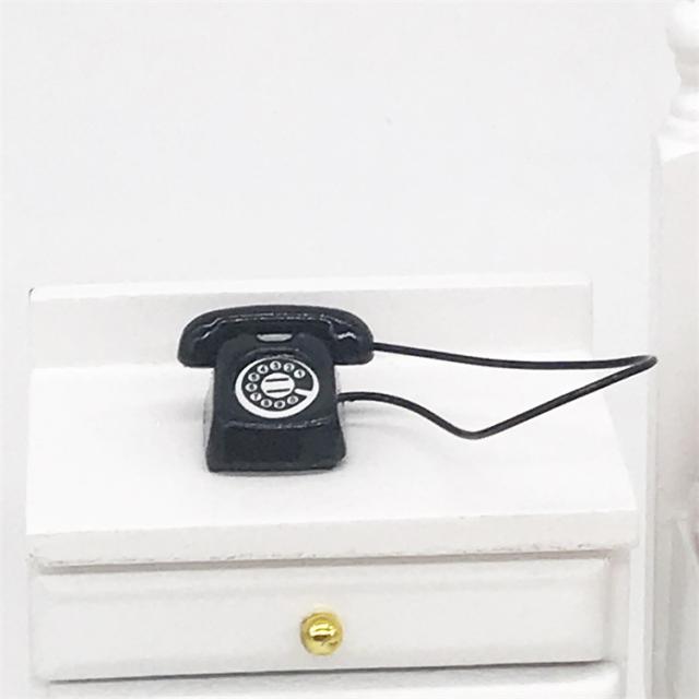 ミニチュア雑貨 黒 電話