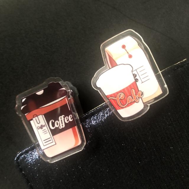 コーヒー柄 小さな メモクリップ