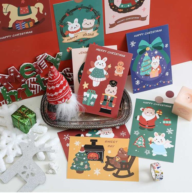 可愛い クリスマス ポスト カード サンタクロース メッセージ 絵 