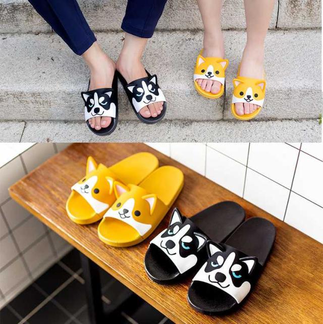 犬 わんこ フラットサンダル 