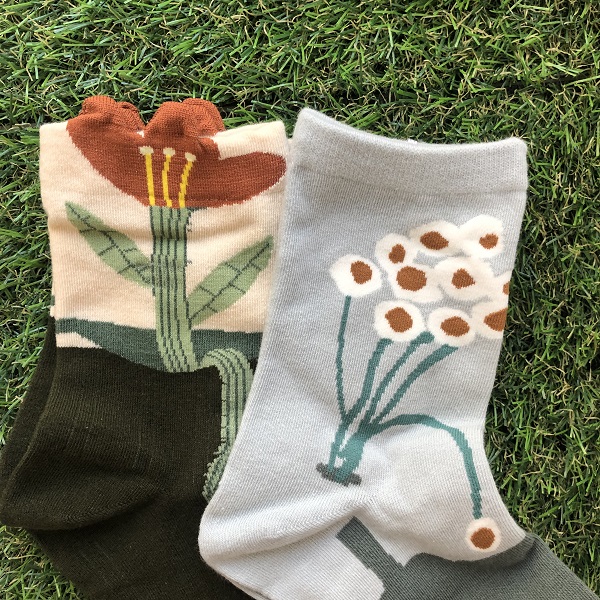 レトロ 花柄の靴下 ソックス