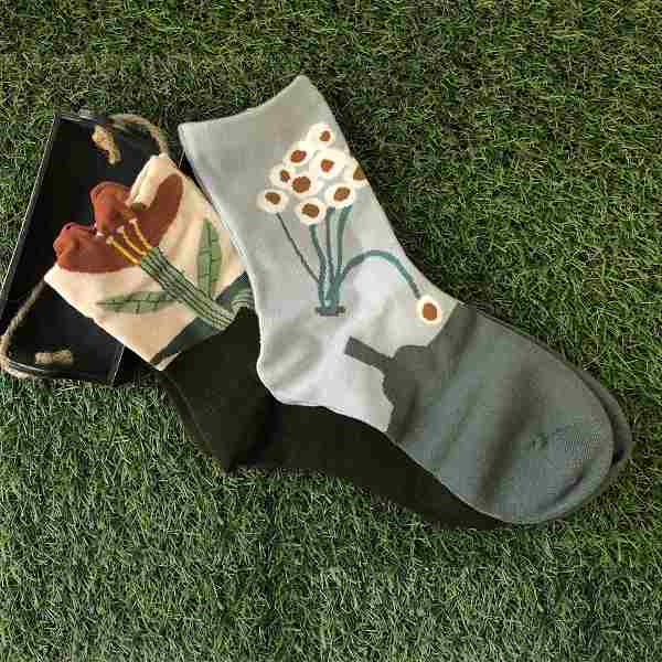 レトロ 花柄の靴下 ソックス