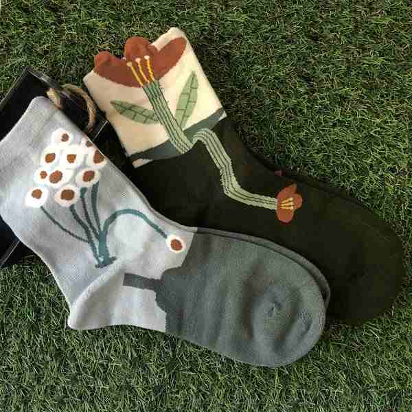 レトロ 花柄の靴下 ソックス