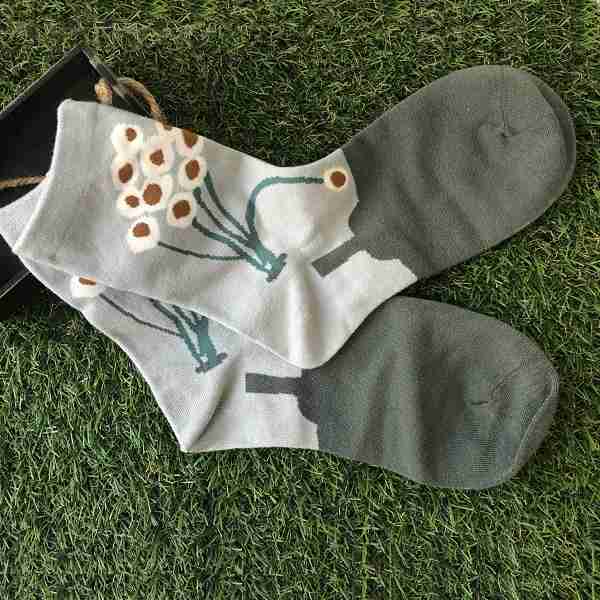 レトロ 花柄の靴下 ソックス