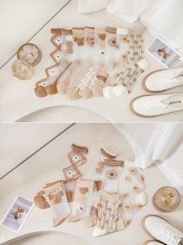 シースルーフラワーソックス