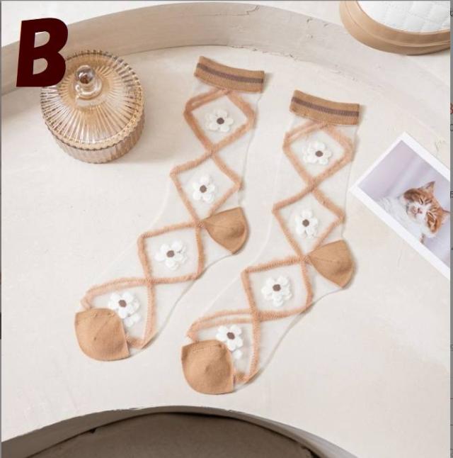 シースルーフラワーソックス