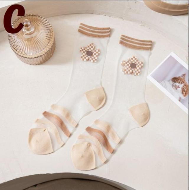 シースルーフラワーソックス