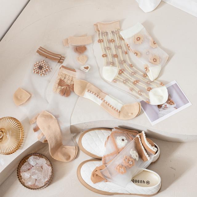 シースルーフラワーソックス