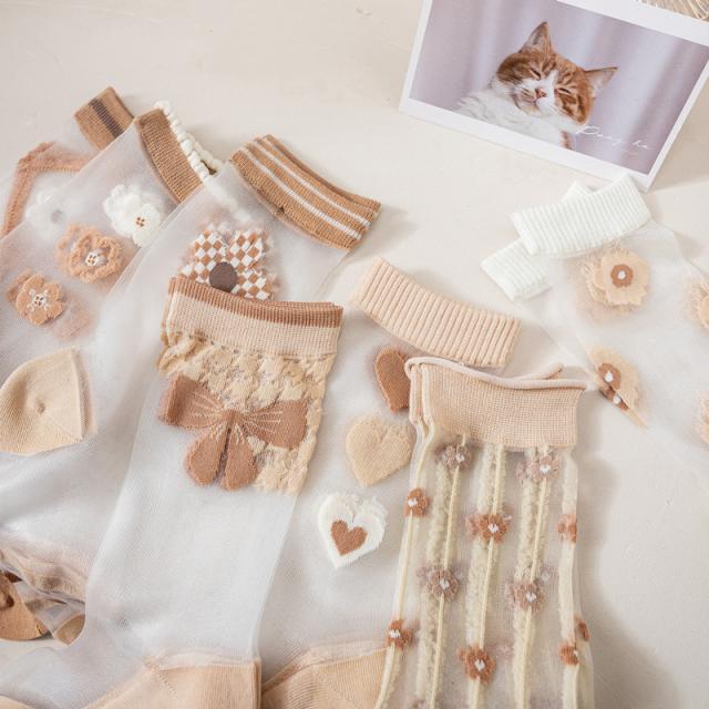 シースルーフラワーソックス