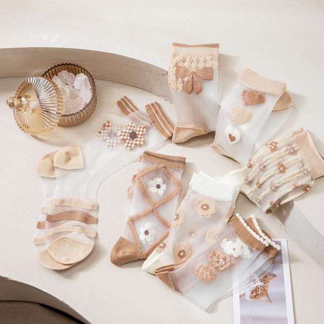 シースルーフラワーソックス