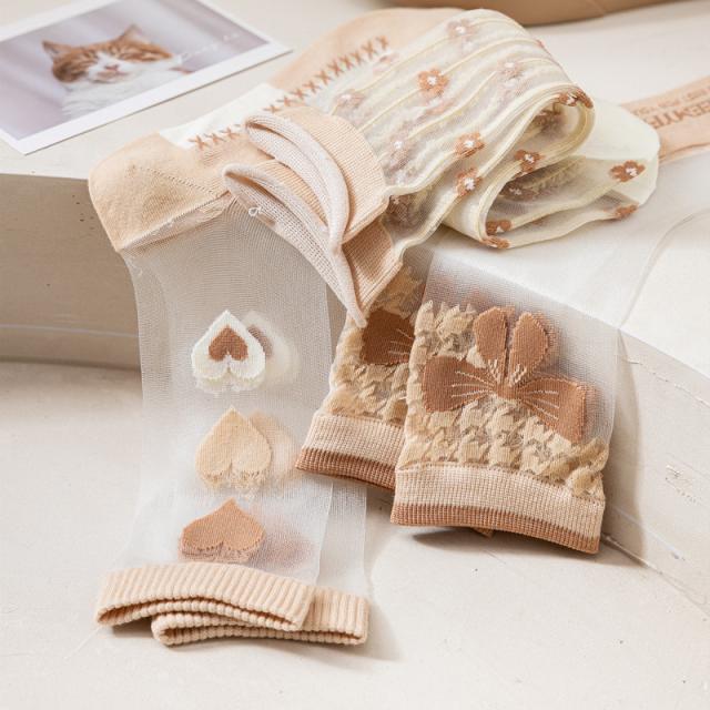 シースルーフラワーソックス