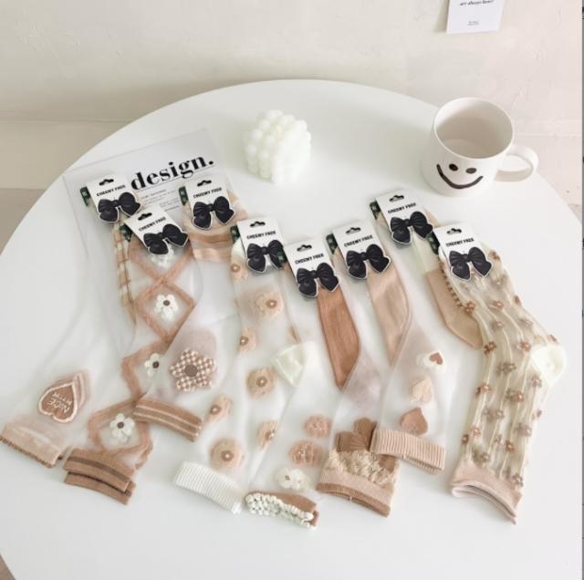 シースルーフラワーソックス