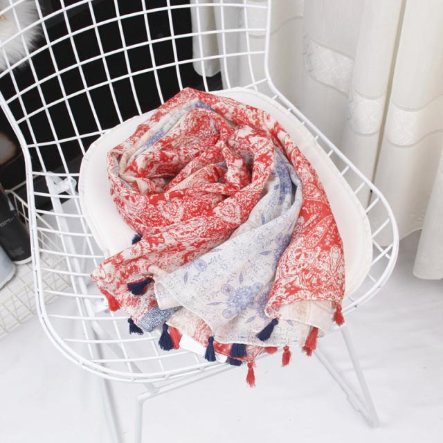 ボヘミアン風 タッセル ストール