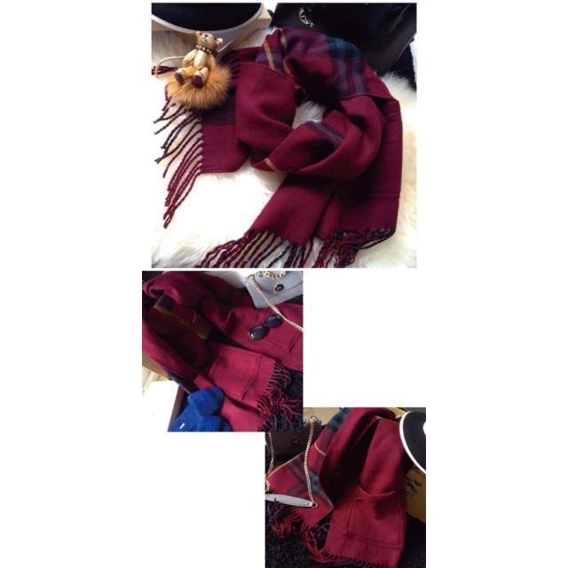 無地 タータンチェック柄 リバーシブル 大判 ストール