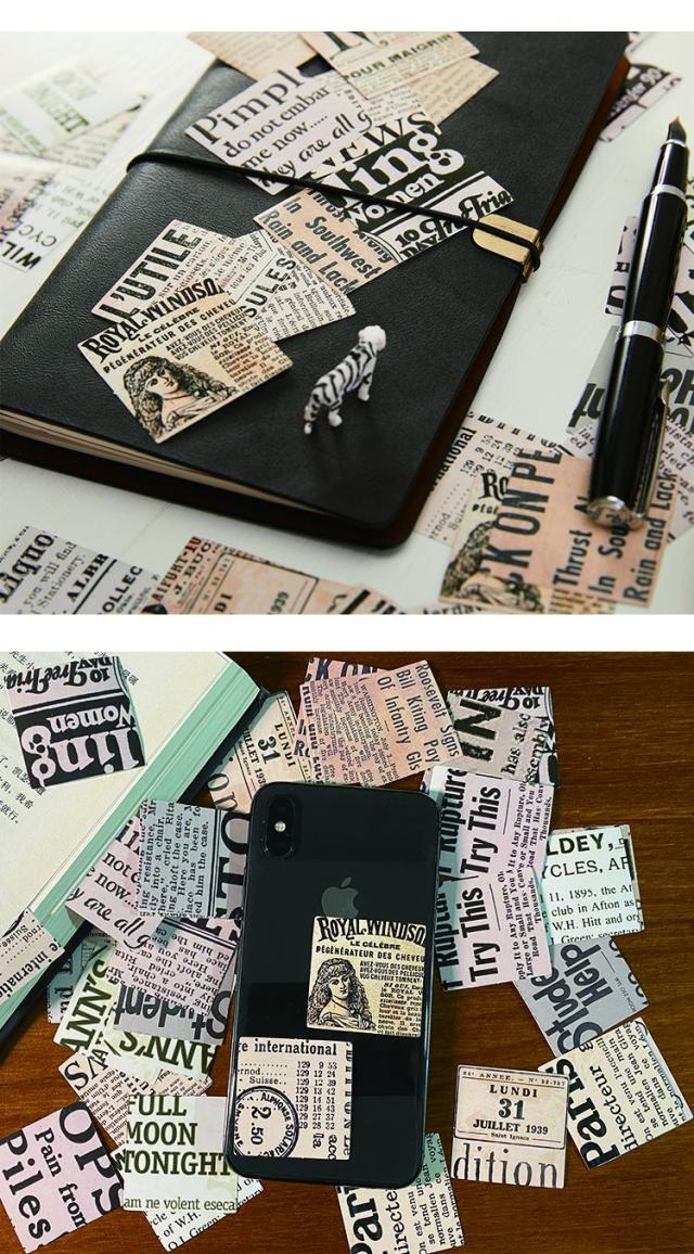  レトロ 新聞 フレークシール　