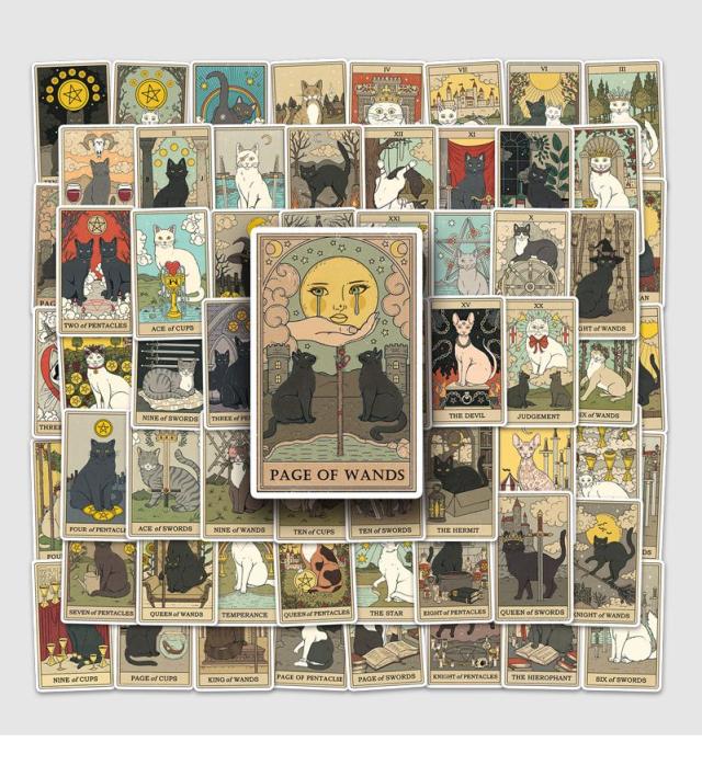 猫のタロットカード シール 78枚入り