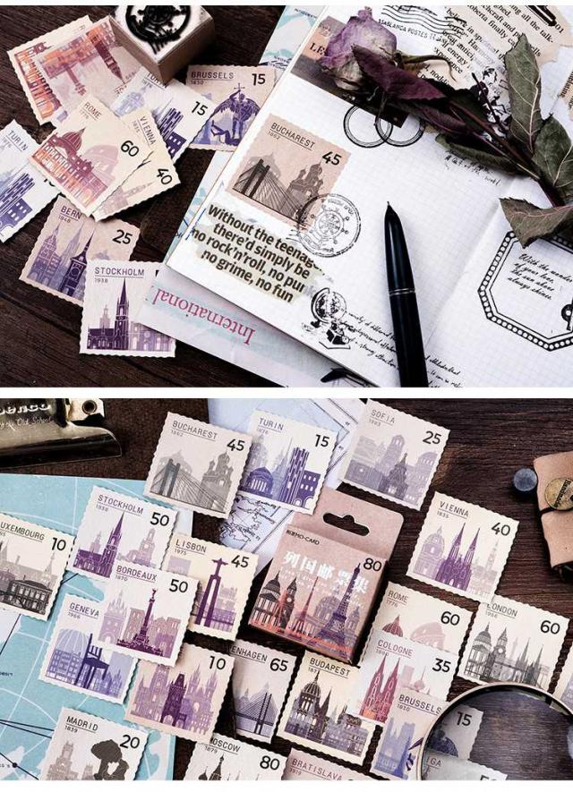 切手風　フレークシール